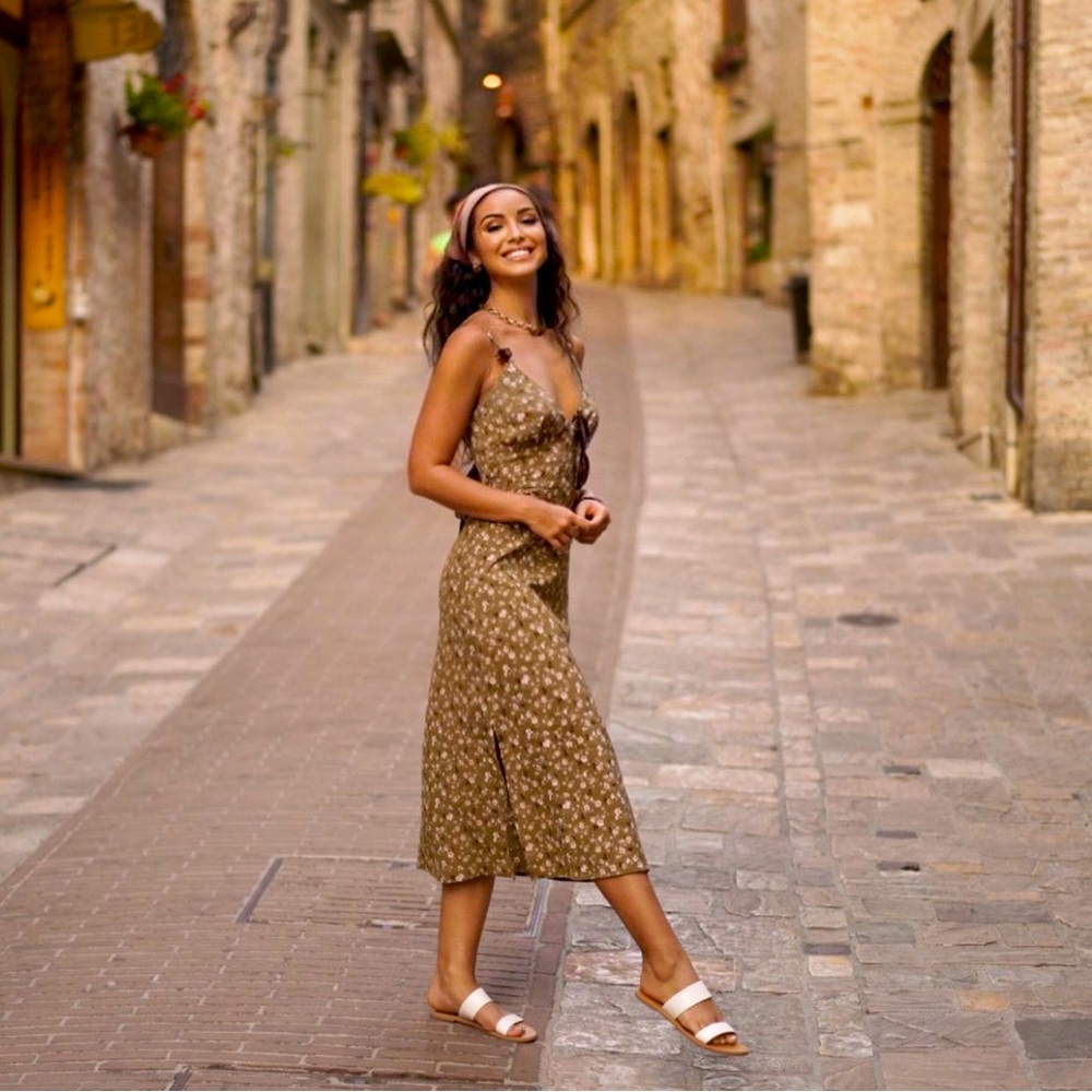 Green floral dress